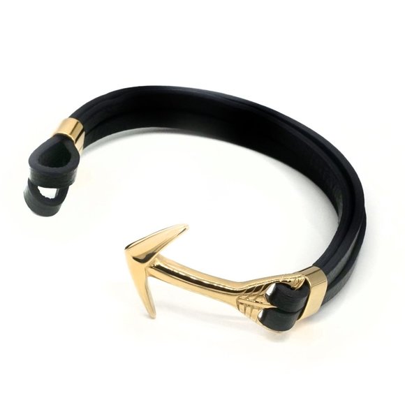 🎉HOSTESS PICK🎉 Mens Gold Arrow Head Clasp Leather Bracelet. - Picture 2 of 5
